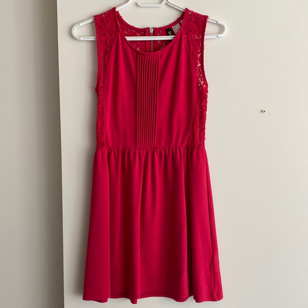 H&M red dress w/ lace details